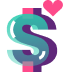 an illustration of a dollar sign with floating hearts